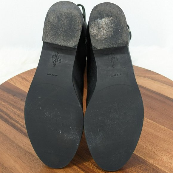 Cole Haan Tennley Knee High Boots 7.5 B Black Leather Stretch Buckles Pull On - Picture 3 of 13